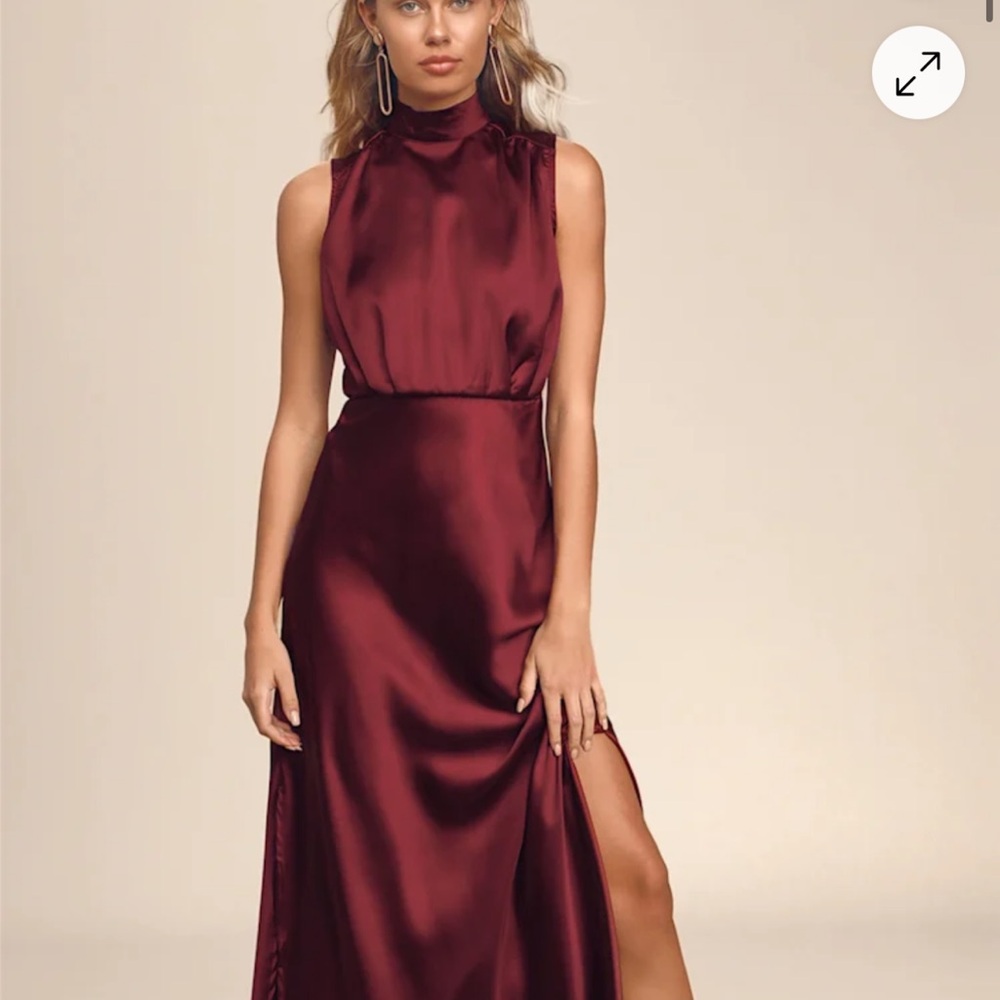 Lulu's Red Satin Maxi Gown for Weddings
